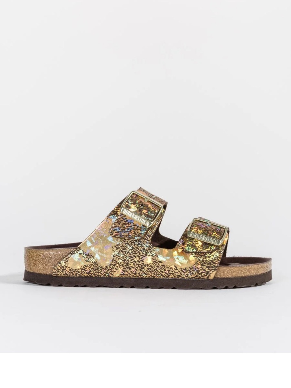 Birkenstock Arizona LUX Arizona Brown & Metallic Sandal in Iridescent Gold, USED - Picture 3 of 17